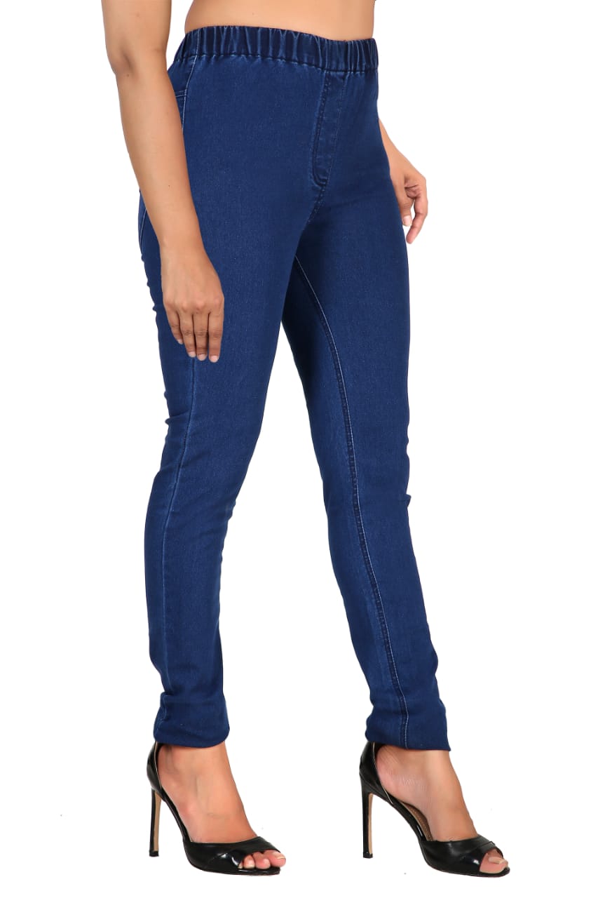 ELISS Women's Plus Size Jeans Look Jeggings Stretch High Waisted Denim  Skinny Pull-on Leggings with Pockets Blue XXX-Large, Blue, 3XL price in UAE,  UAE